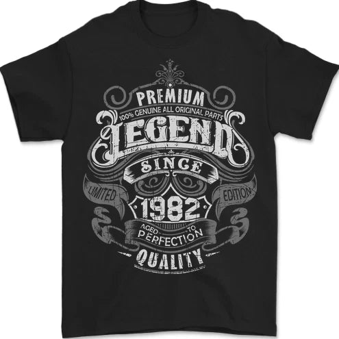 Premium Legend 44th Birthday 1982 Mens T-Shirt 100% Cotton