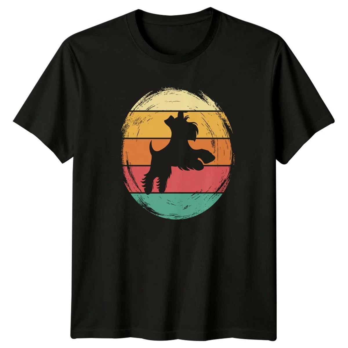 Miniature Schnauzer Dog Lover Vintage Sunset T-Shirt Schnauzer Dog Birthday Gift