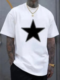 Men's Star Graphic T Shirt Cotton Hip Hop Streetwear Casual Short Sleeve Tee