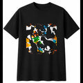 Double Exposure Kitten Shattered Cat Mens T-Shirt Black 100% Cotton Kawaii