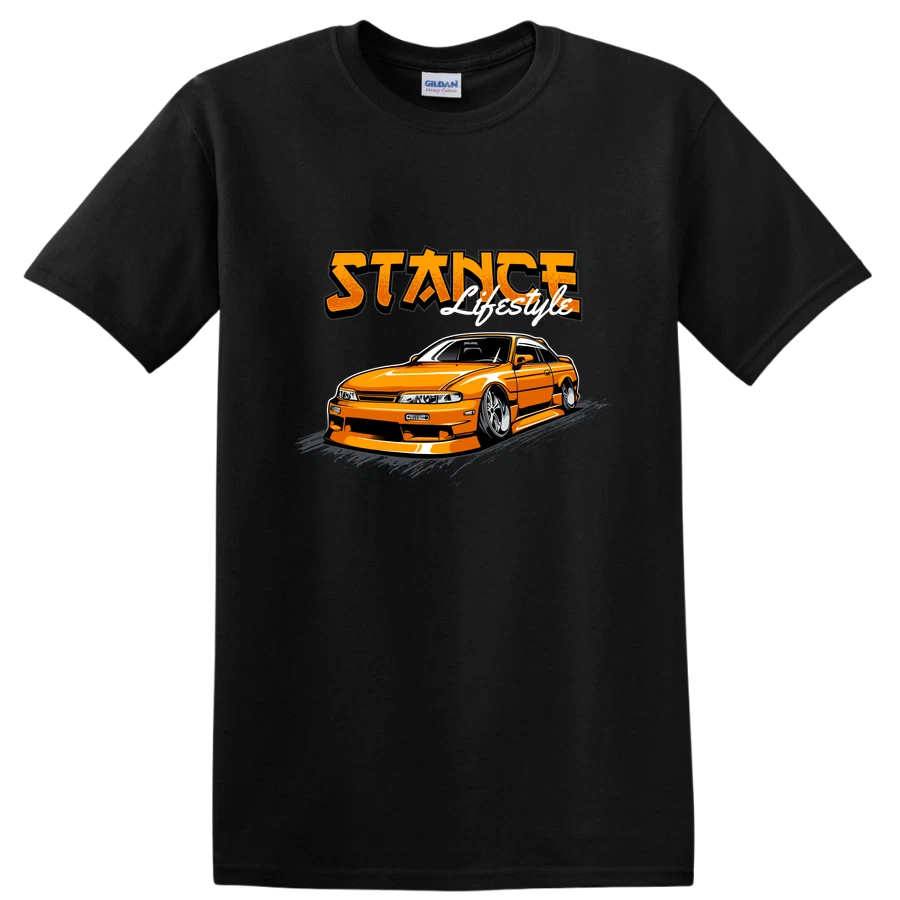 Stance Car T Shirt Custom Orange Sports Car Graphic Tee Lifestyle Enthusiast