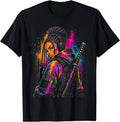 Anime Samurai Girl Colorful Streetwear Warrior Art T-Shirt