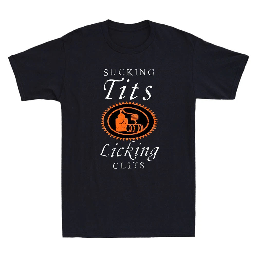 Sucking Tits Licking Clitss Funny Adult Joke Sarcastic Quote Retro Men's T-Shirt