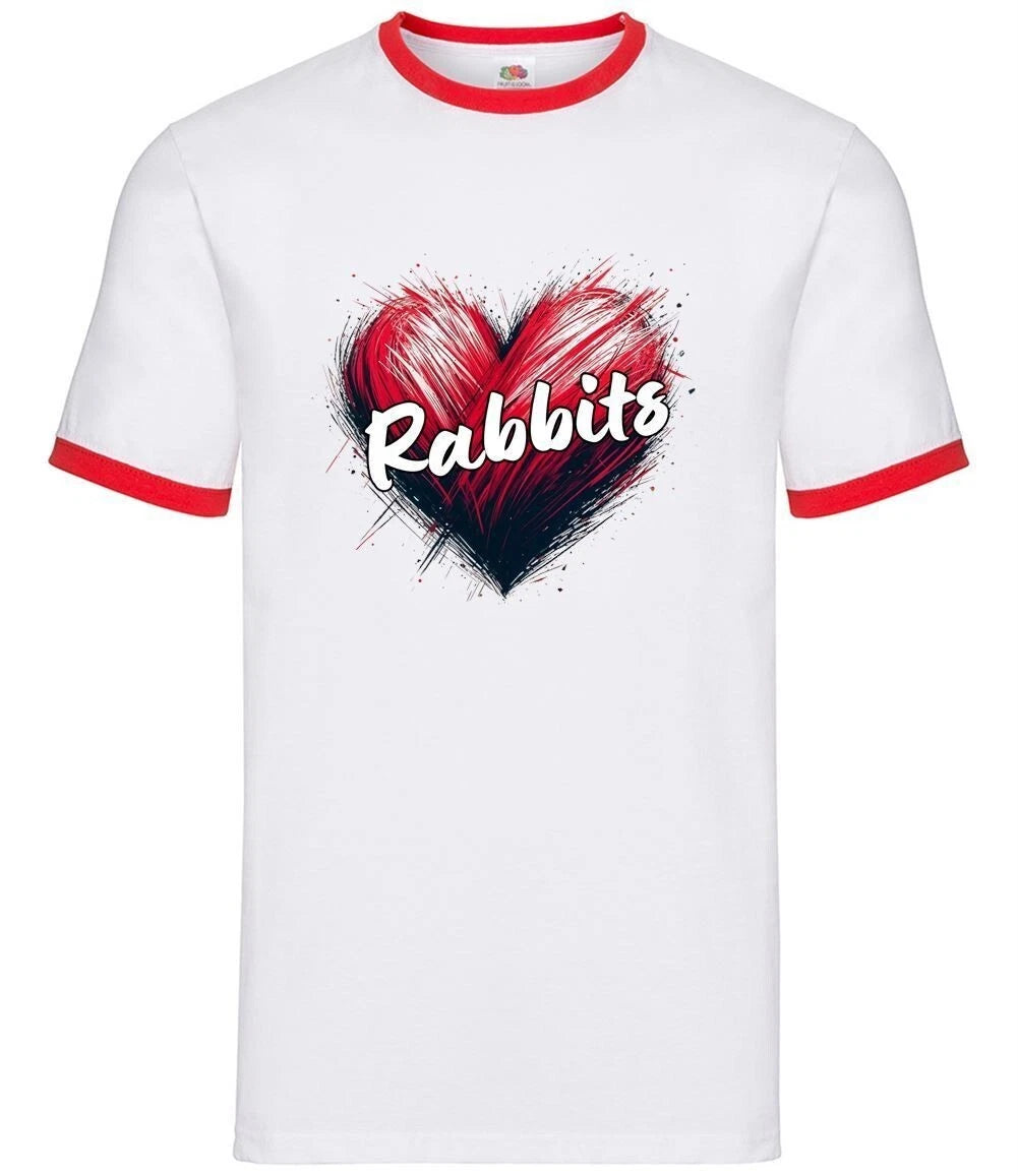 Love Heart Rabbits - Mens Ringer - Dutch Holland Dwarf Lop Rabbit Pet Cute