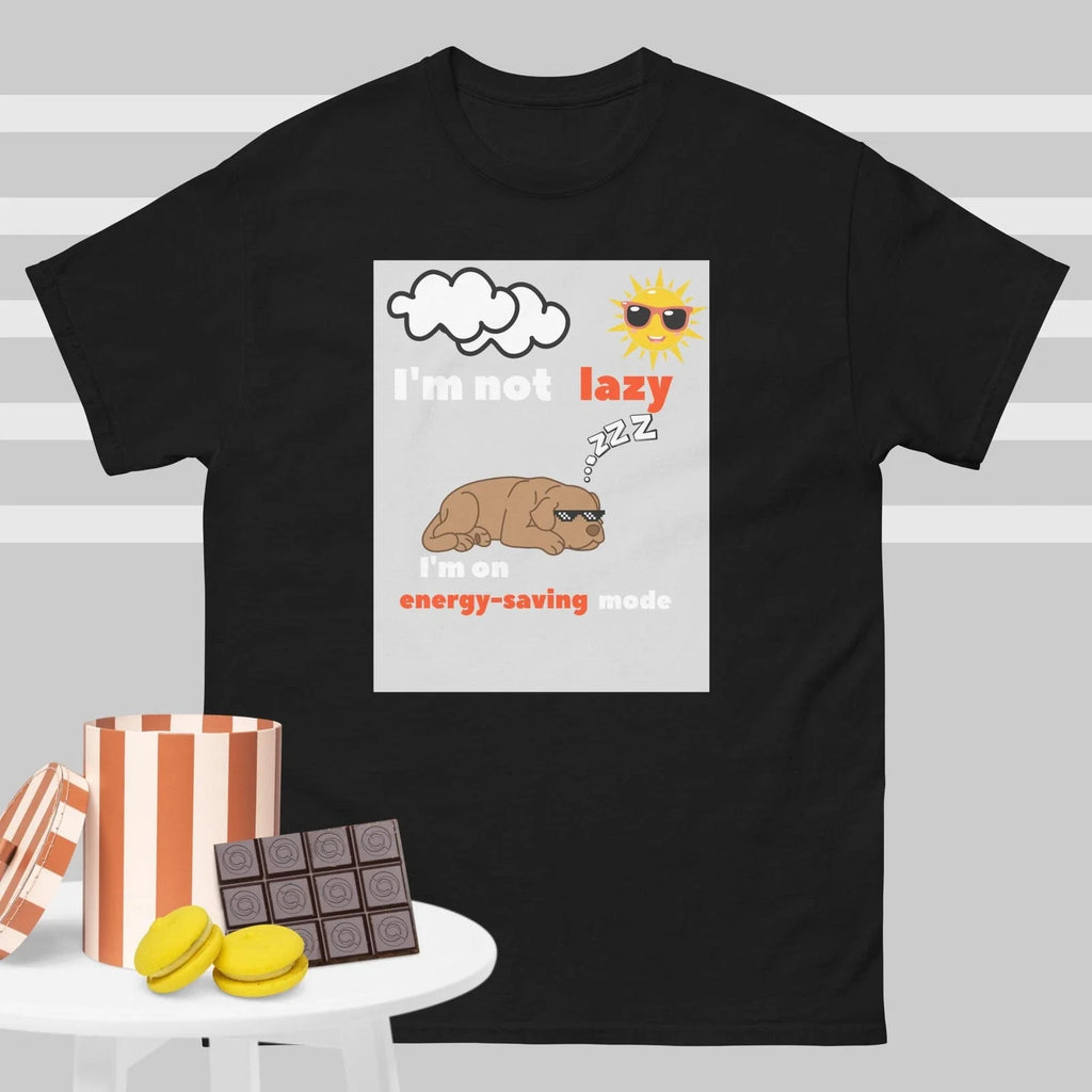 Unisex classic tee, dog, not lazy, energy saving mode, cool