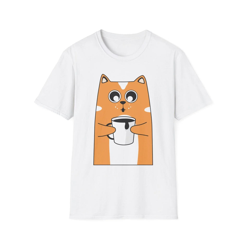 Cute Cat Coffee Unisex T-Shirt, Funny Pet Lover Gift, Animal Tee, Cozy Wear,
