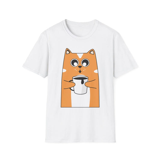 Cute Cat Coffee Unisex T-Shirt, Funny Pet Lover Gift, Animal Tee, Cozy Wear,