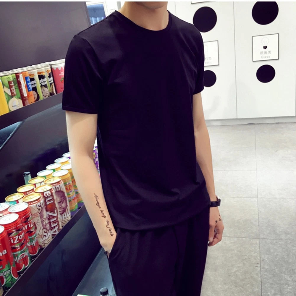 Men's Casual Loose Fit Tee Short Sleeve Oversized T Shirt for Daily Use