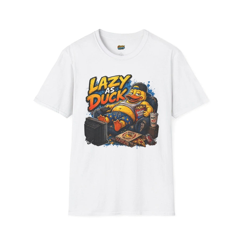 Lazy As Duck T-Shirt | Funny Cartoon Duck Lounge Design