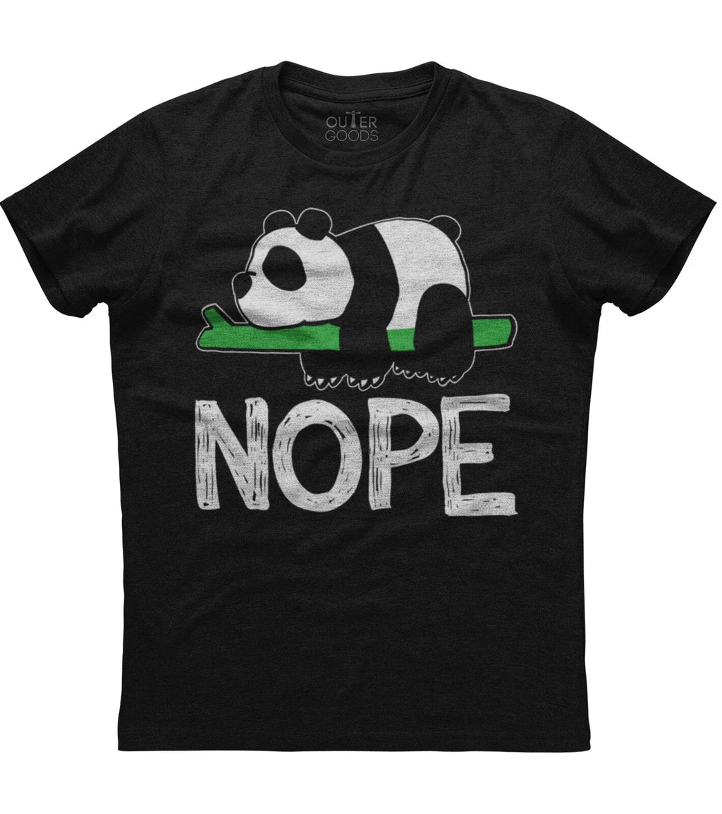 Nope Not Today Funny Lazy Panda lover Womens Short Sleeve Cotton Black T-shirt