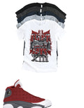 Custom Printed Shirt To Match AJ Retro 13 Red Wolf Grey Flint White Shoes