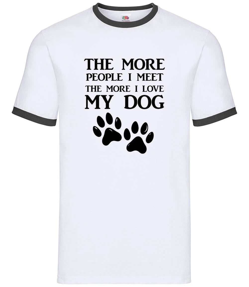 More People I Meet Love My Dog - Mens Ringer - Dogs Pets Pet Love Cute