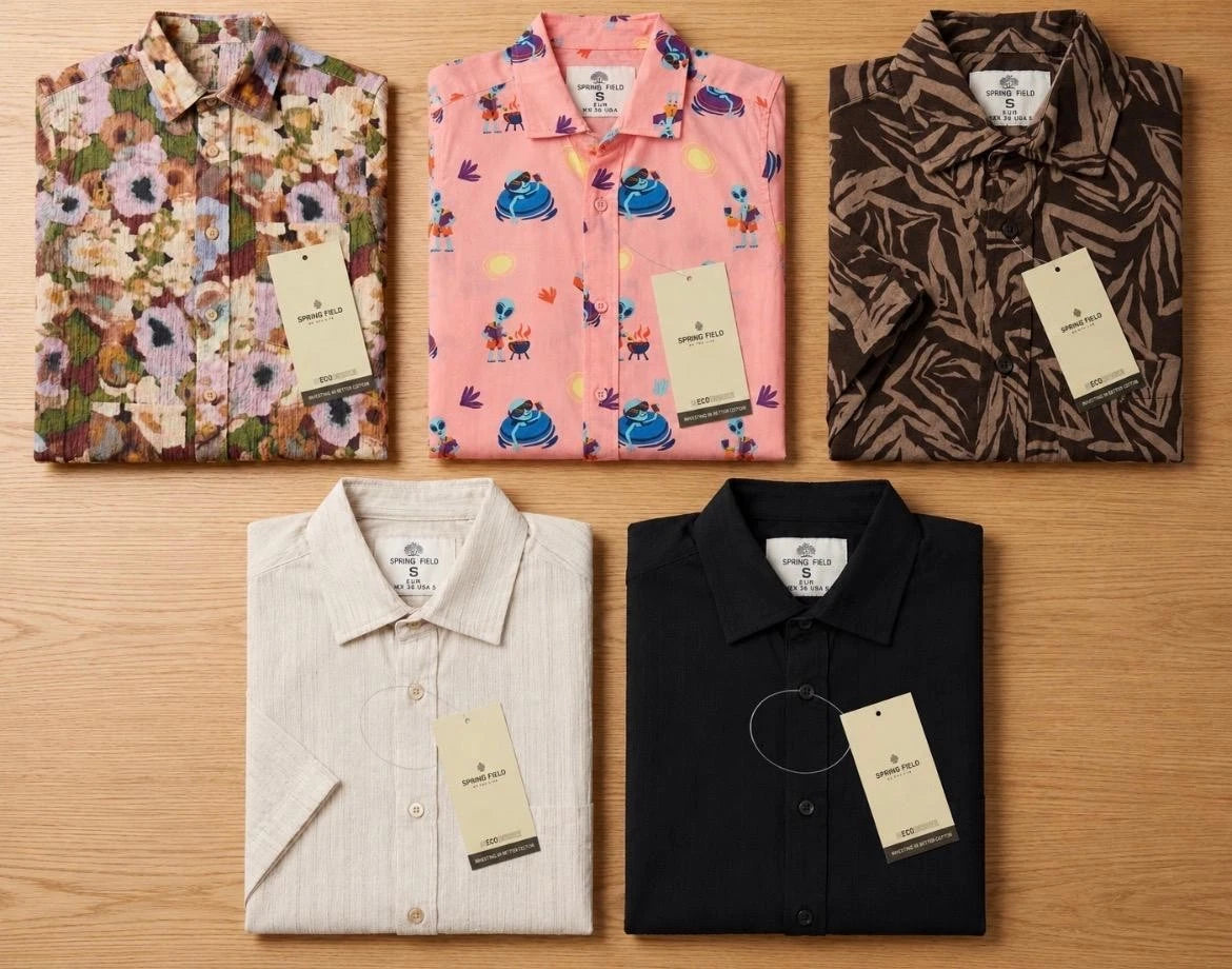 Summer Men's Casual Cotton Fabric Comfort Printed Young Men Short Sleeved Shirts