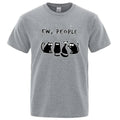 Introvert Antisocial Ew People Cat Graphic T Shirt Funny  Meme Cute Cotton S-XXL