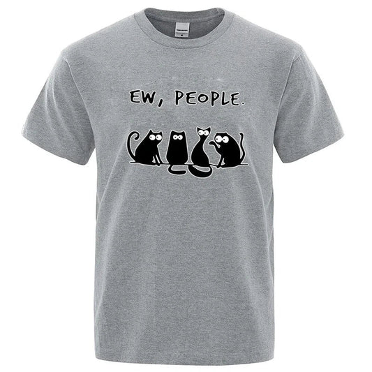 Introvert Antisocial Ew People Cat Graphic T Shirt Funny  Meme Cute Cotton S-XXL