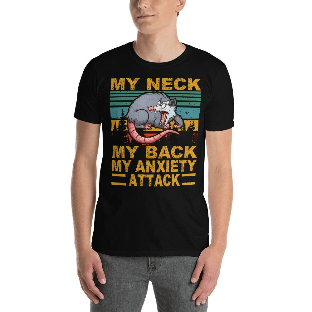 Vintage Retro My Neck My Back My Anxiety Attack Cool Opossum Shirt