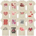 Minimalist Valentines Hearts Abstract Art Adult T-Shirt Valentines Day Gift