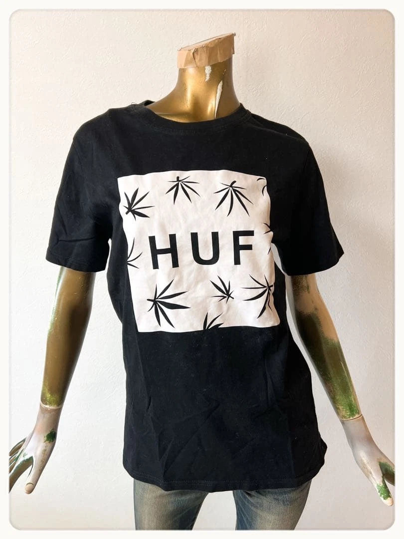 Huf Leaf Pattern Logo T-Shirt XL Used Casual Streetwear