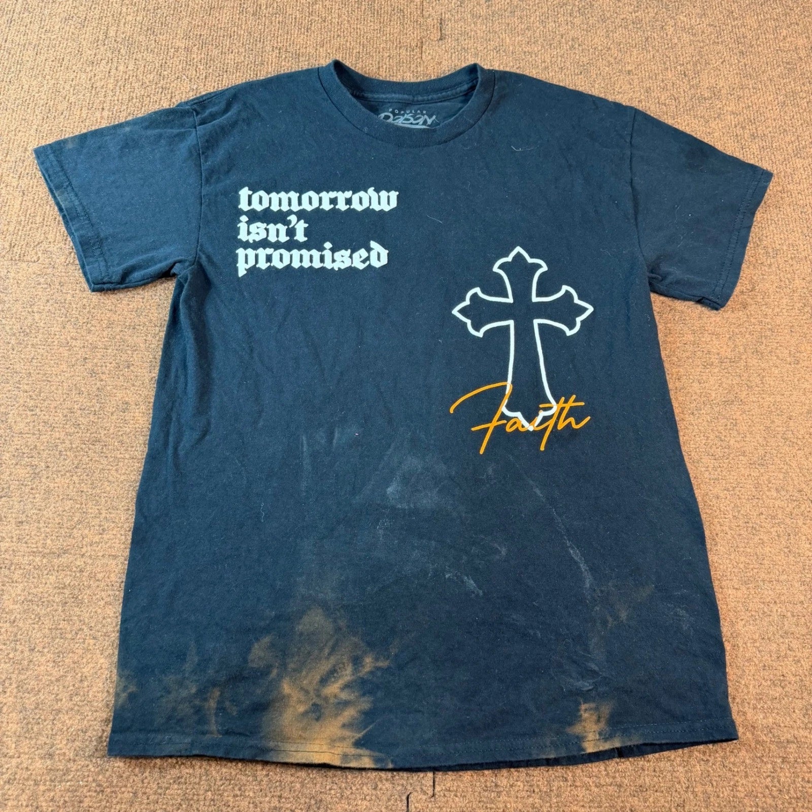 Popular Poison Tomorrow Isnt Promised Graphic Tee Black Bleached Mens Medium
