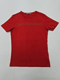 Calvin Klein Men Red Logo Slim Fit T-Shirt Size S Basic Crew Neck