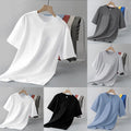 Men Slim Fit Summer Solid Color T Shirt Casual Short Sleeve Round Neck Top