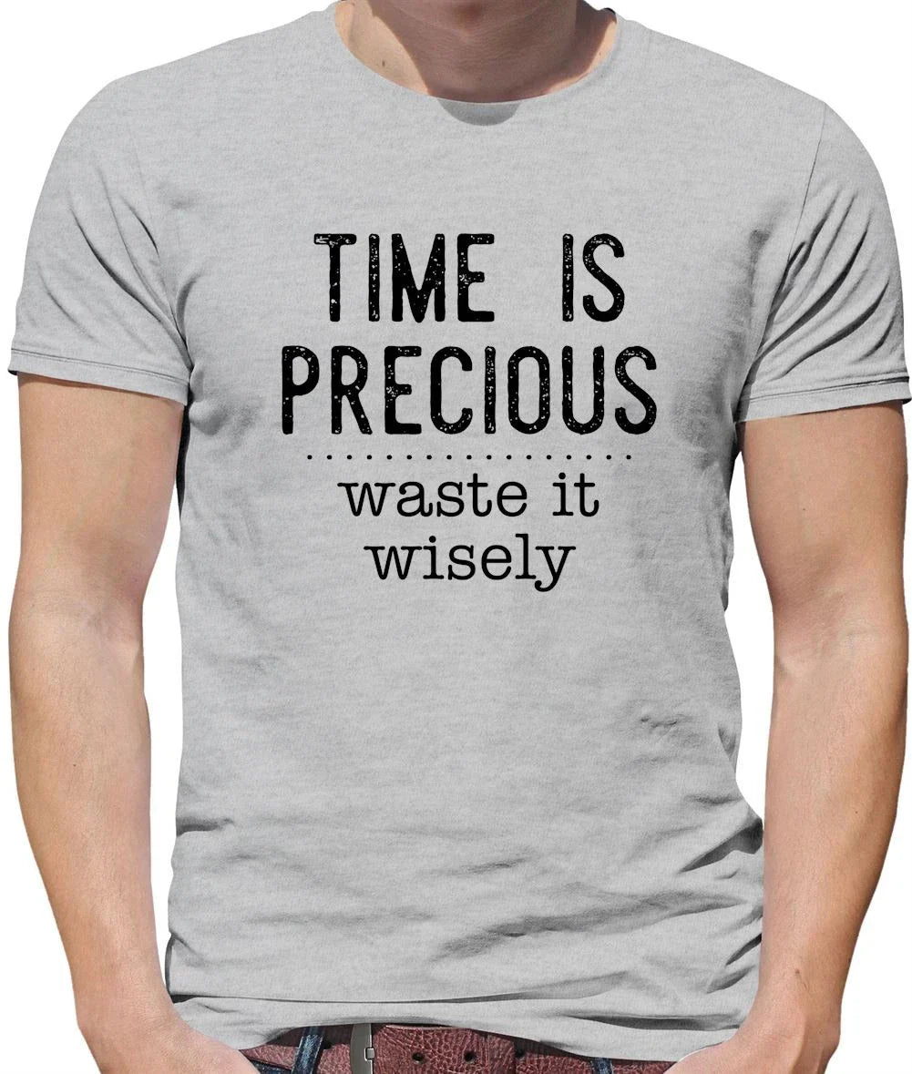 Time Is Precious, Waste It Wisely - Mens T-Shirt - Funny Slogan Gift Lazy
