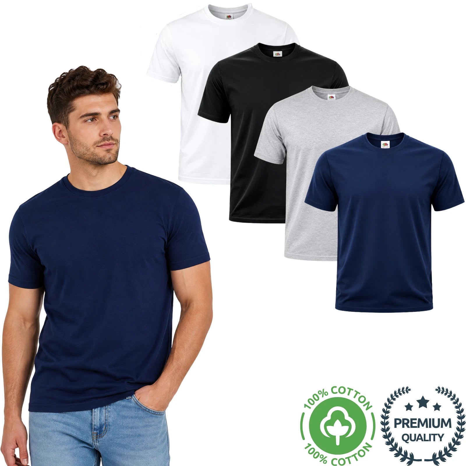 Men’s T shirt 100% Cotton Crew Neck Tee Summers Soft  Plain Tee Shirt  S-2XL