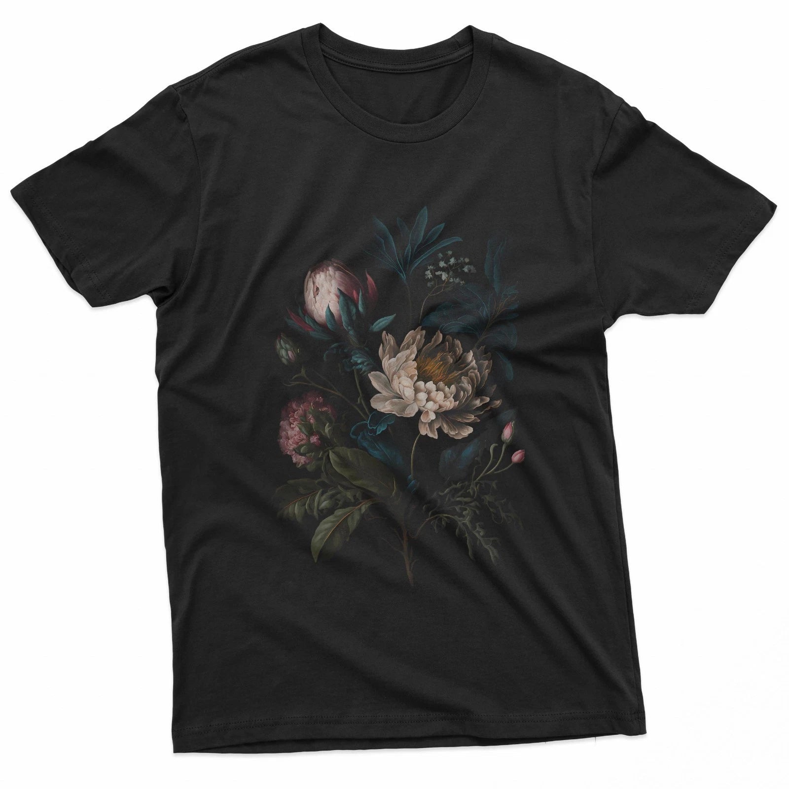 Dark Academia Botanical Peony Flower Gothic T-Shirt