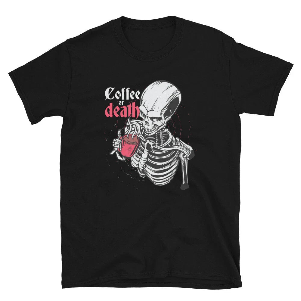 Coffee Skeleton Coffee Or Death Classic Style T-Shirt