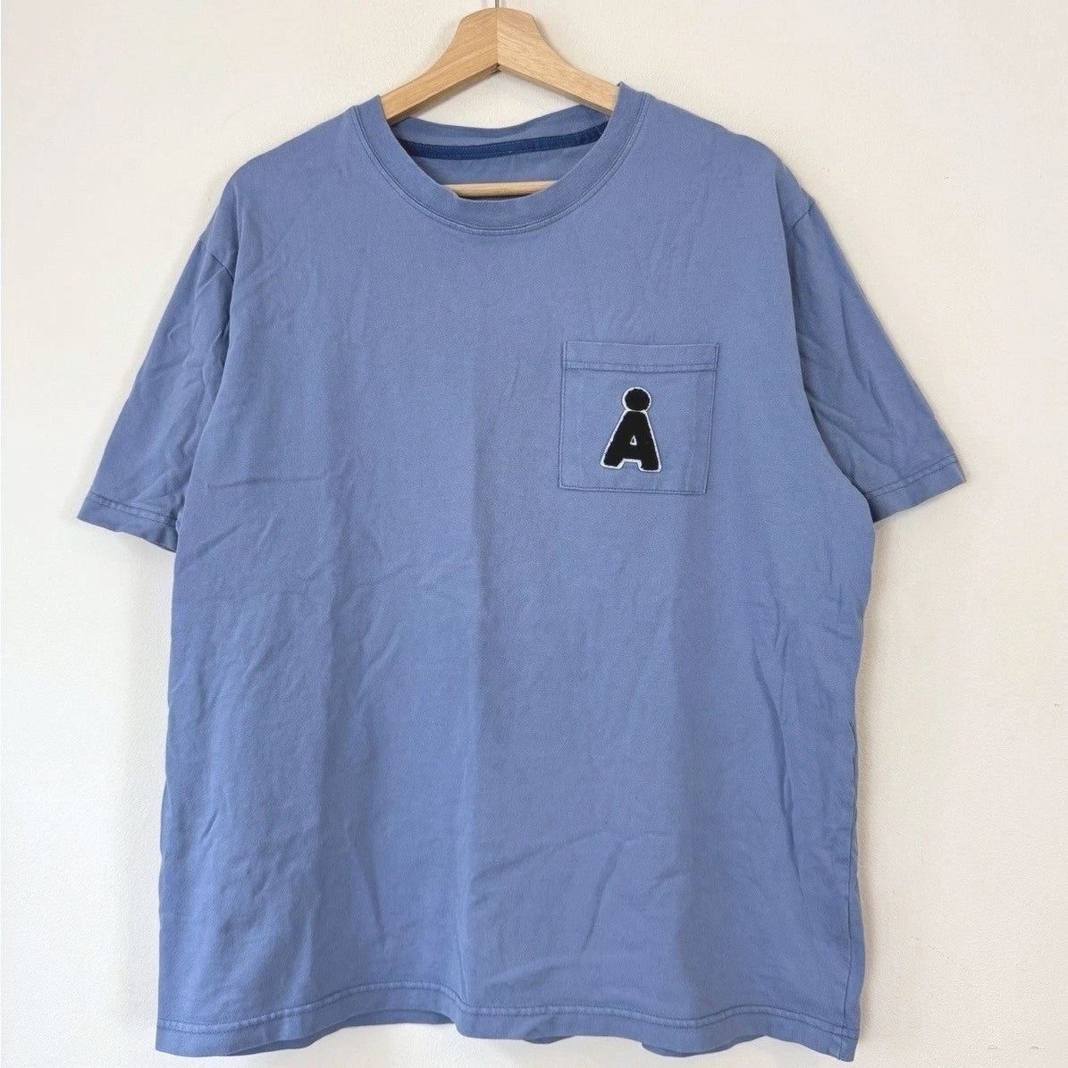 Aland Pocket Logo Patch Simple Blue Tee Shirt - Large