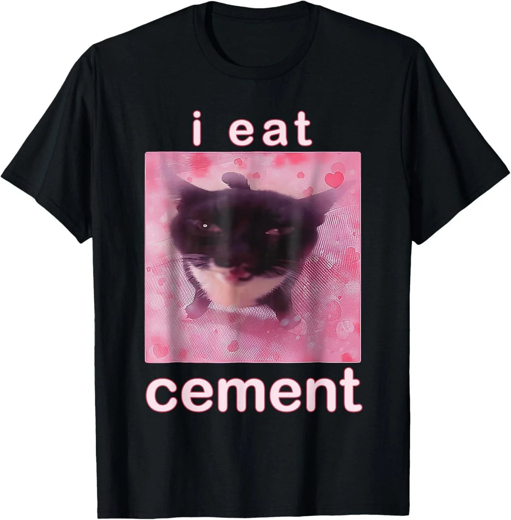 I Eat Cement Cursed Cat Funny Oddly Specific Dank Meme T-Shirt