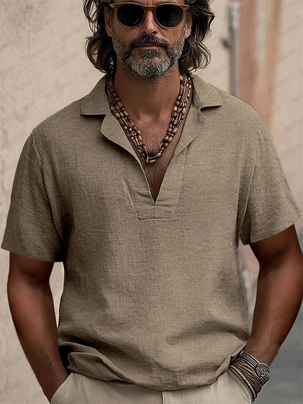 Mens Short Sleeve Henley Shirt Casual Slim Shirts V-neck Tops Blouse
