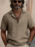Mens Short Sleeve Henley Shirt Casual Slim Shirts V-neck Tops Blouse