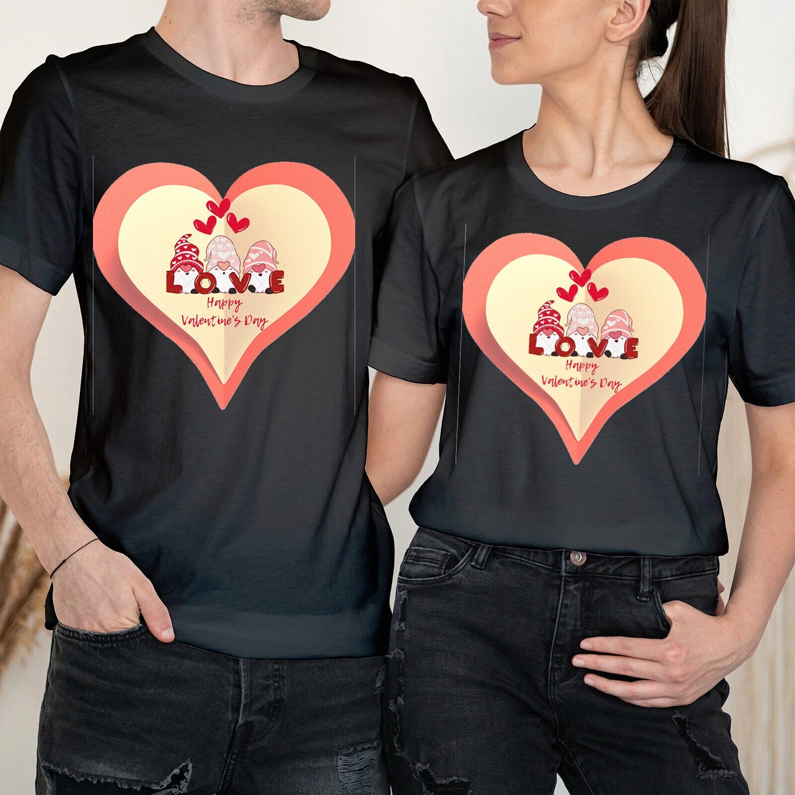 Happy Valentine's Day Love Cute Heart Goals Couple Matching T-Shirts #VD