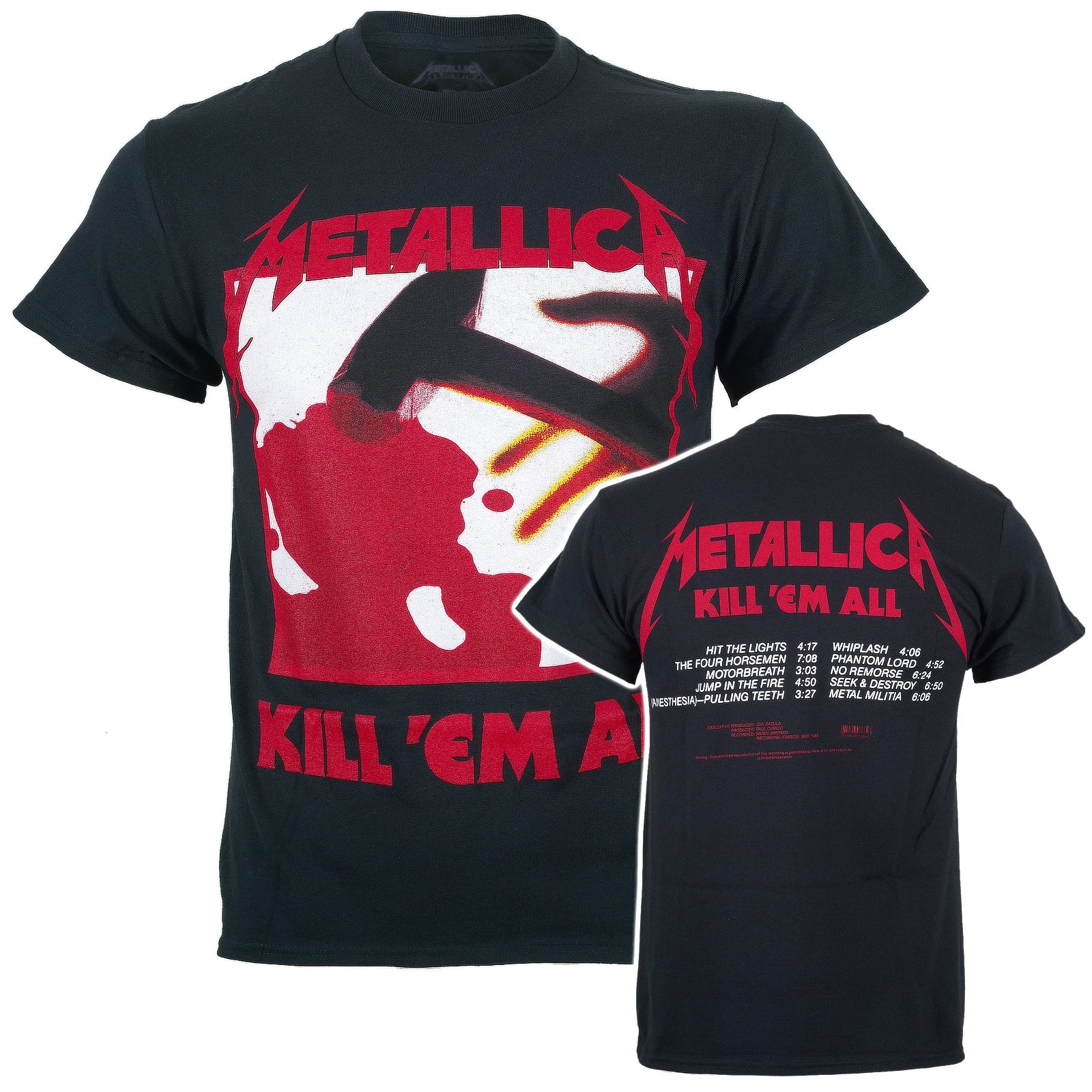 Official Metallica T Shirt Kill Em All Tracks Album Art Black New S M L XL XXL