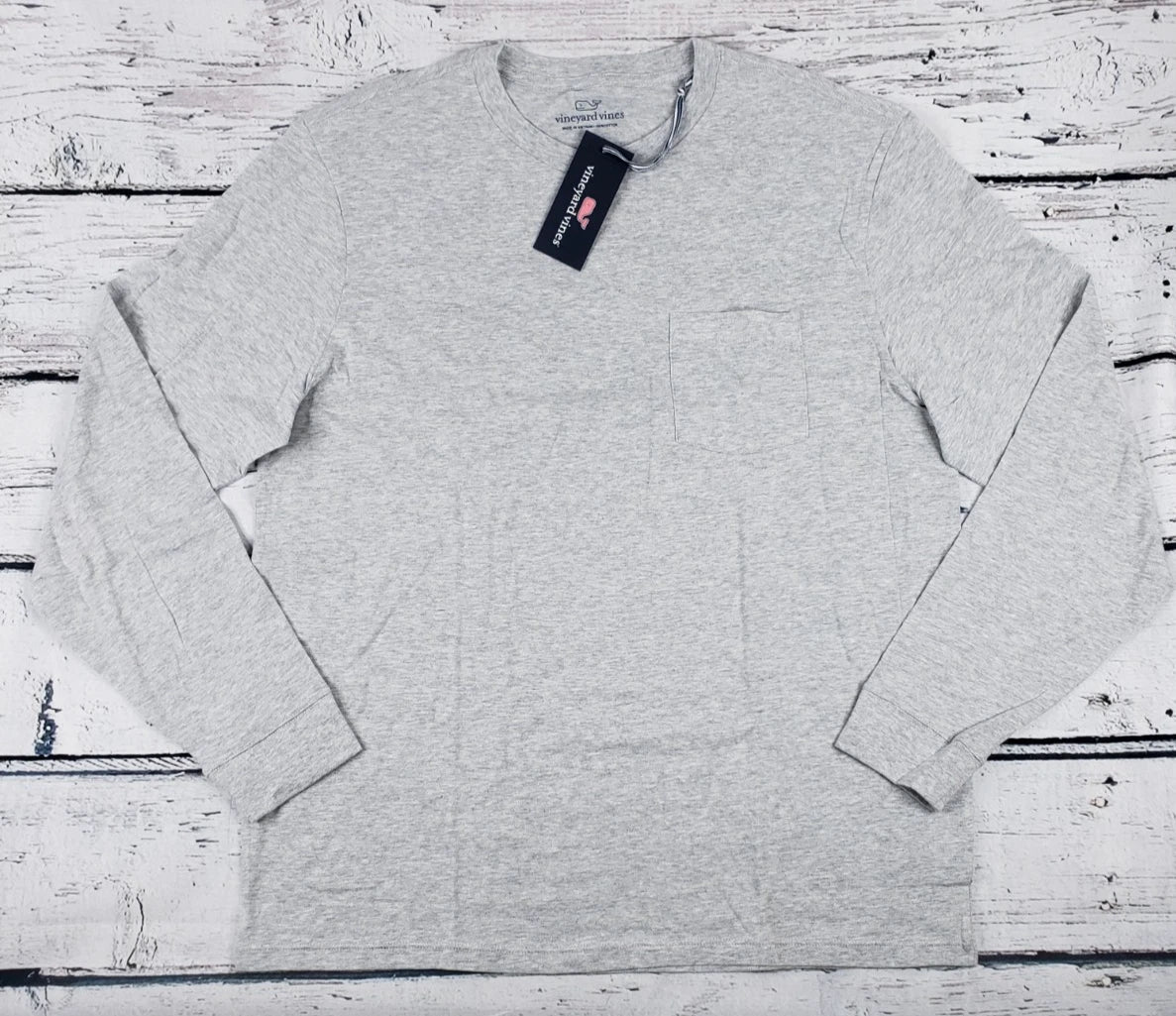 Vineyard Vines Men's Long Sleeve Pocket T-Shirt Gray Size Small (S) - NEW