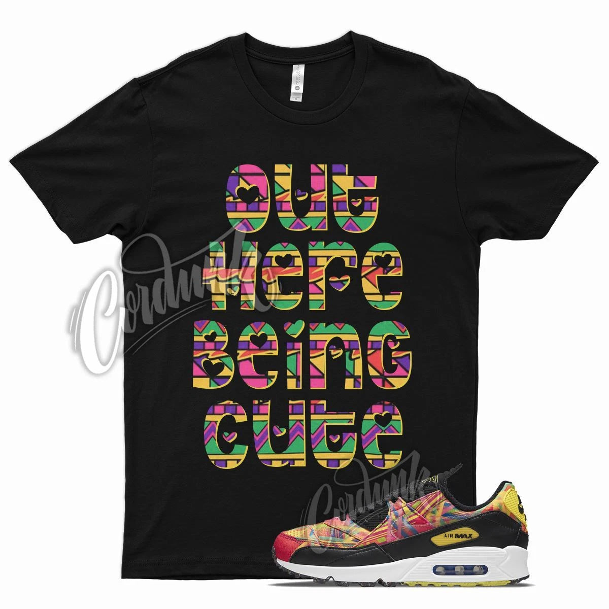 Black CUTE T Shirt for N Air Max 90 Familia Multi Yellow Latin America