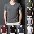 Men V Neck T-Shirt Casual Wear 80%Polyester 20%Spandex V Neck Solid Color