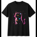 Kitten Glowing Cat Mens T-Shirt Black 100% Cotton Kawaii Novelty Adorable