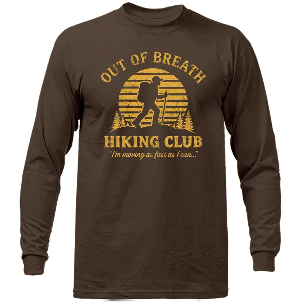 Funny Hiking Shirt Out of Breath Hiking Club Vintage Outdoor Long Sleeve Shirt