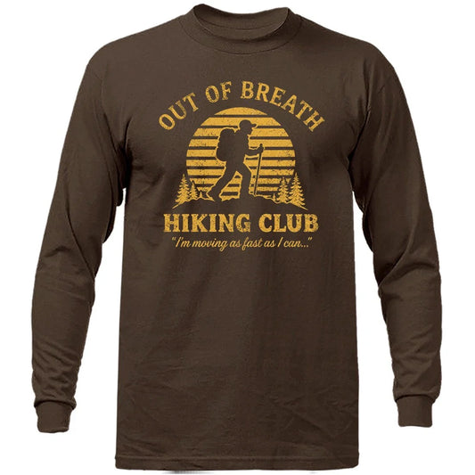 Funny Hiking Shirt Out of Breath Hiking Club Vintage Outdoor Long Sleeve Shirt