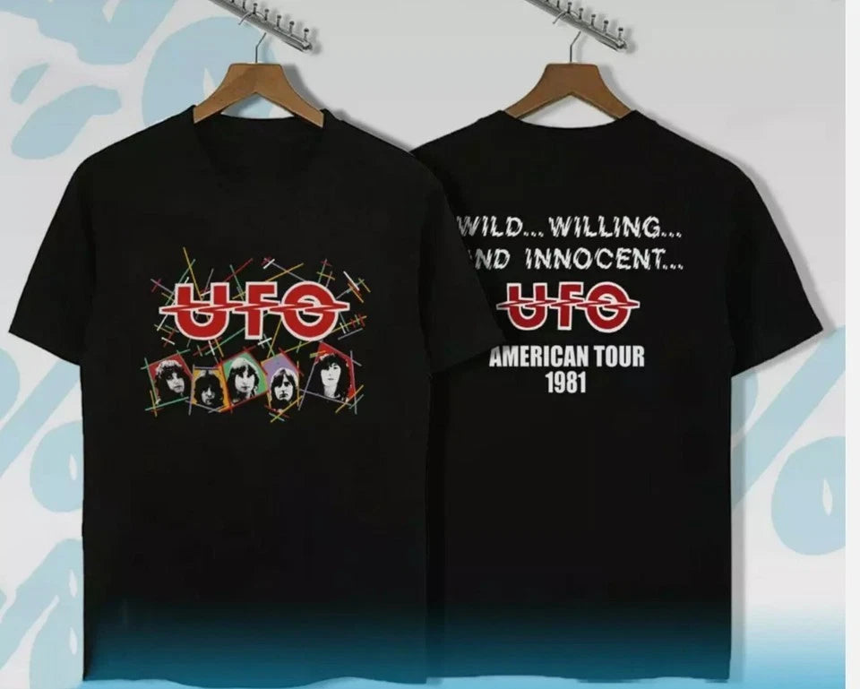 UFO band 1981 AMERICAN Tour Unisex Black T Shirt S-3XL QR7364
