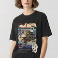 Japanese Samurai T-Shirt Ukiyo-e Art "ISAMU" Bravery Kanji Tee Utagawa Kuniyoshi