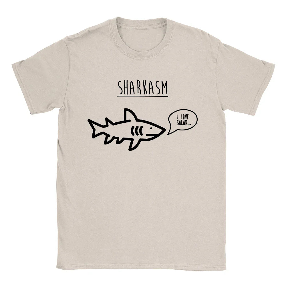 Sharkasm Mens T-Shirt Funny Joke Salad Food Meat Eater Gift For Dad