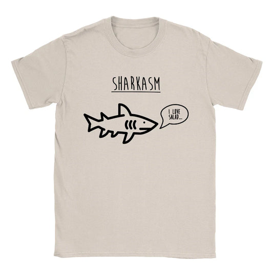 Sharkasm Mens T-Shirt Funny Joke Salad Food Meat Eater Gift For Dad