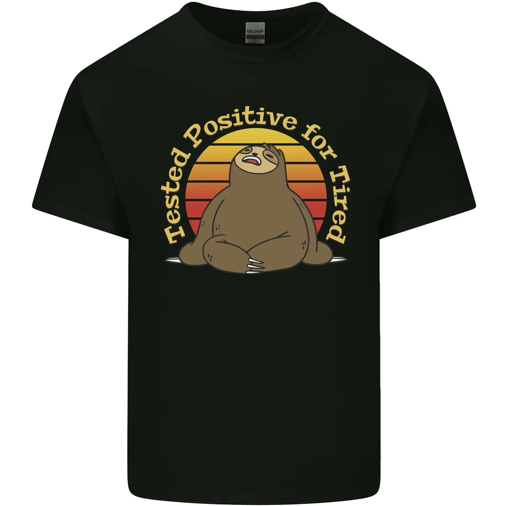 Sloth Tested Positive For Tired Funny Lazy Mens Cotton T-Shirt Tee Top