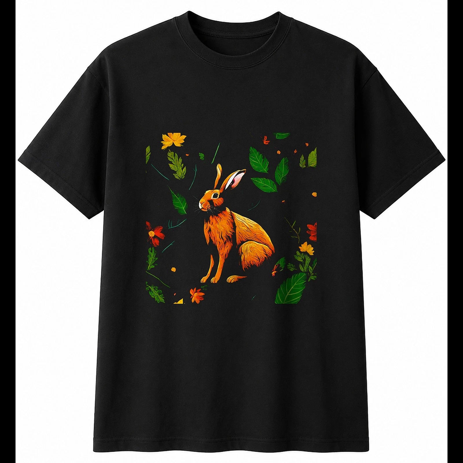 Botanical Flemish Giant Rabbit Torn Paper Mens T-Shirt Cute Kawaii Adorable Top