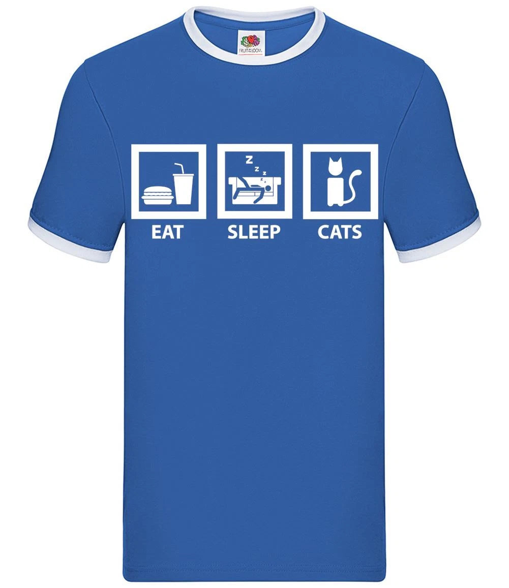 Eat Sleep Cats - Mens Ringer - Kitten Pet Pets Anima Cute Cats Gift Love