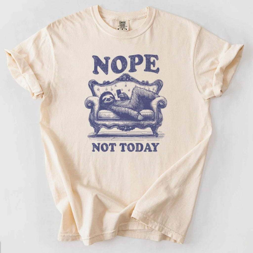Nope Not Today,funny lazy mood sloth use phone couch,Comfort Colors® Shirt,CE176