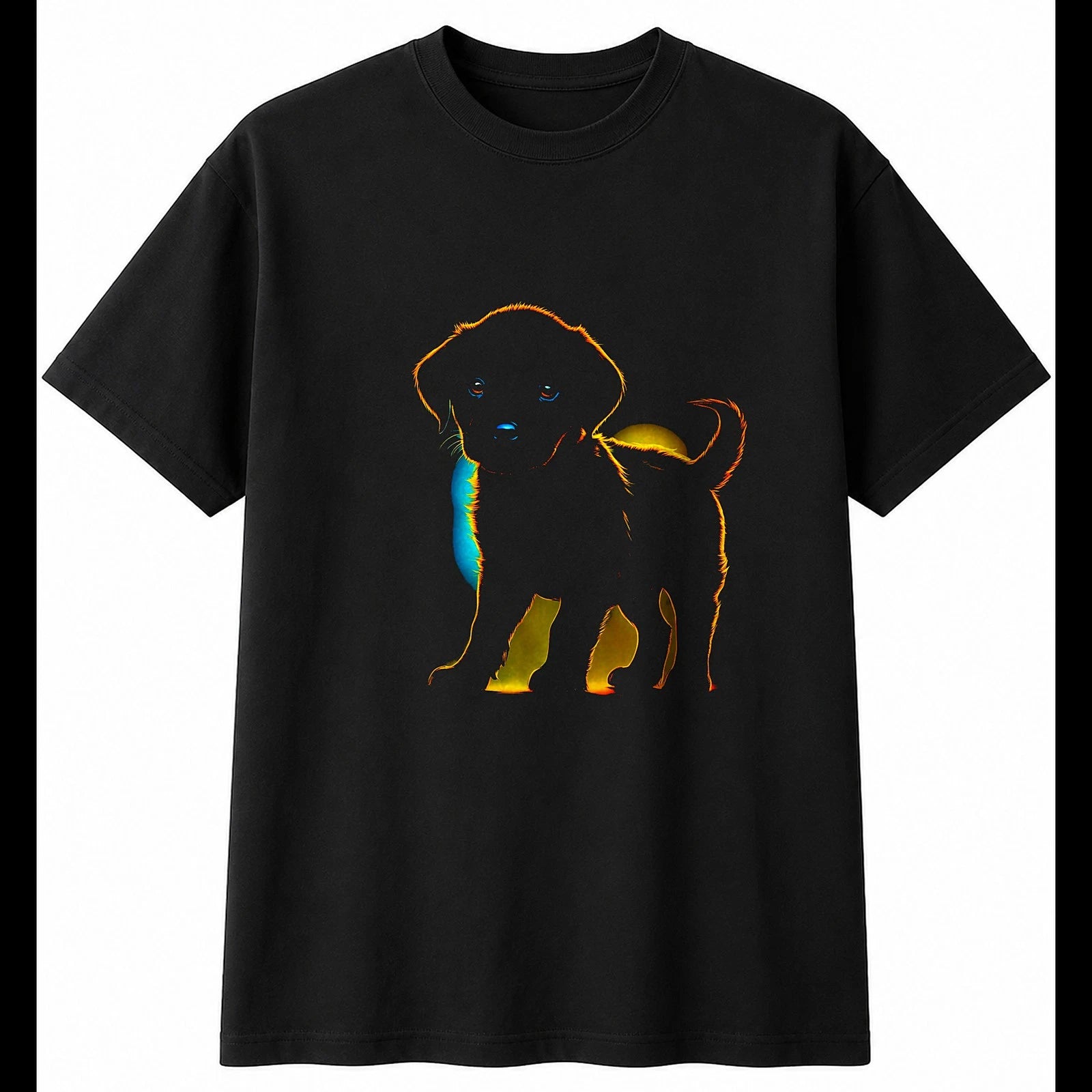 Detailed Puppy Portrait Dog Cute Mens T-Shirt Black 100% Cotton Tee Kawaii